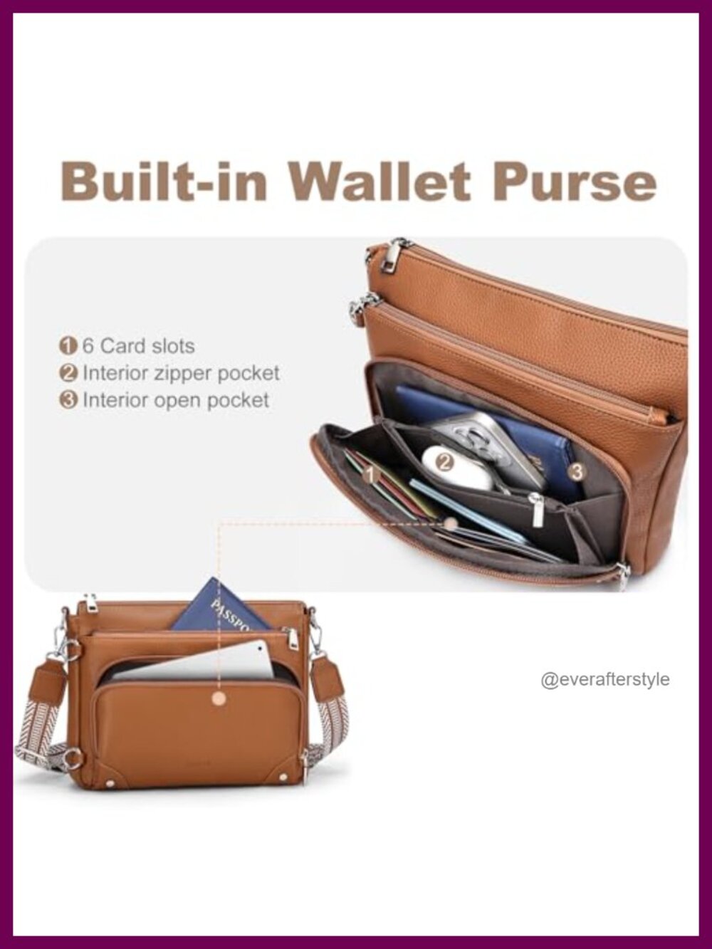 Anti-Theft Crossbody Purse for Women, RFID Blocking, Faux Leather Travel Bag - Picture 4 of 6